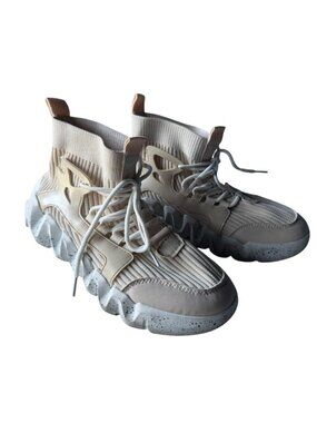 Pony PP2-Moon Lady Women's Sz 8  Cream Knit Sock Lace Up High Top Sneakers
